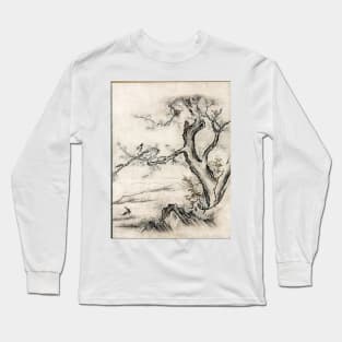 Flowers and Birds in a Spring Landscape Classic Long Sleeve T-Shirt